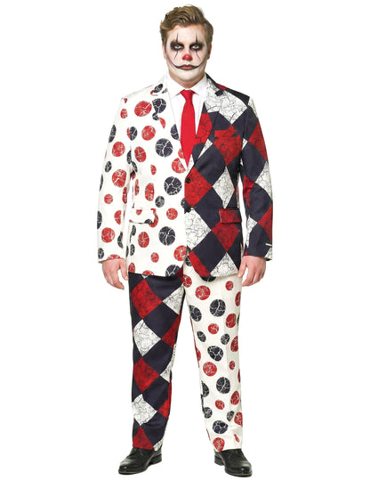 Vintage Suitmeister™-Horrorclown Herrenkostüm schwarz-weiß-rot