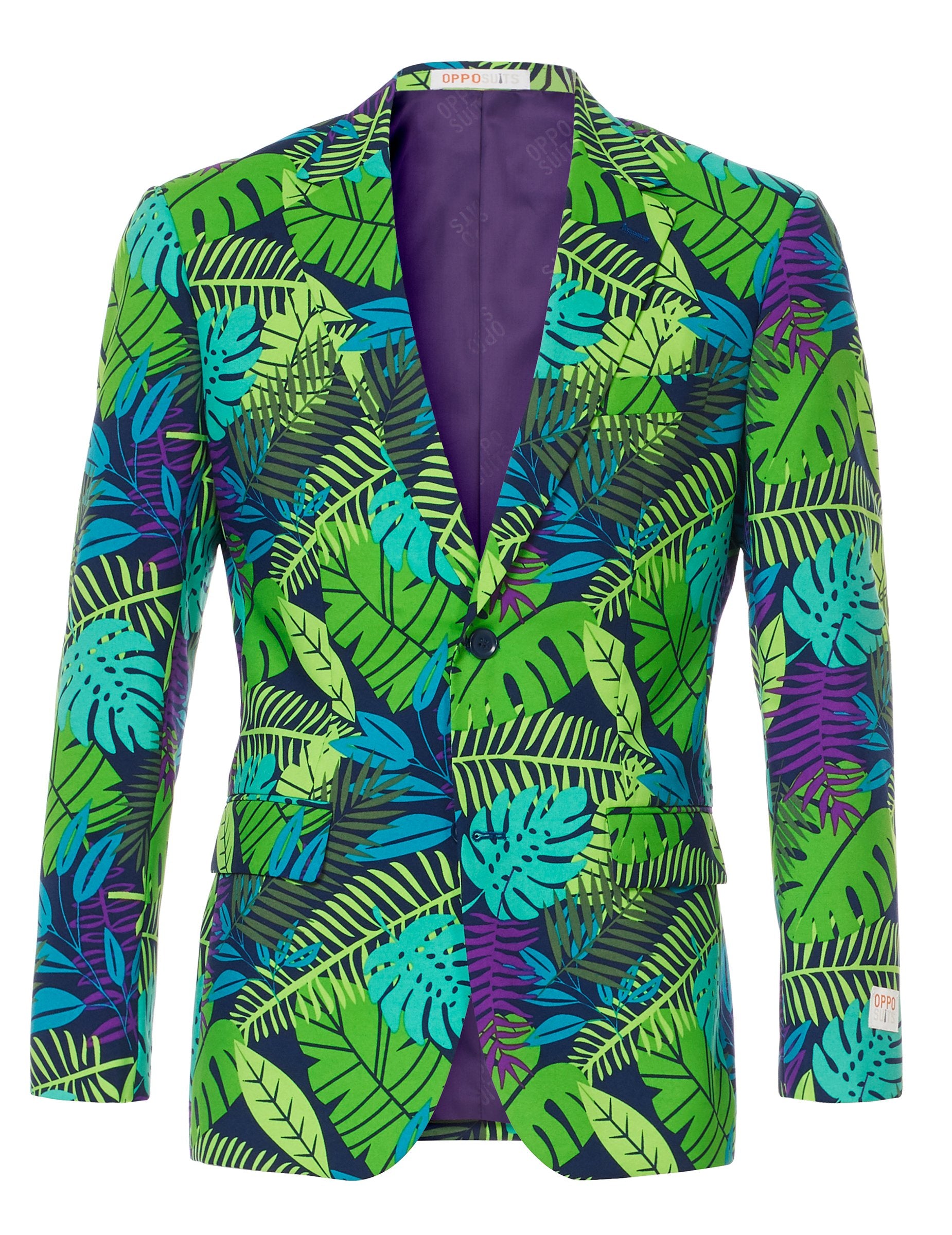 Vue de face de la veste du costume Mr. Juicy jungle pour homme