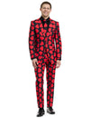 Costume Mr. Roi des coeurs pour homme noir avec motifs de cœurs rouges