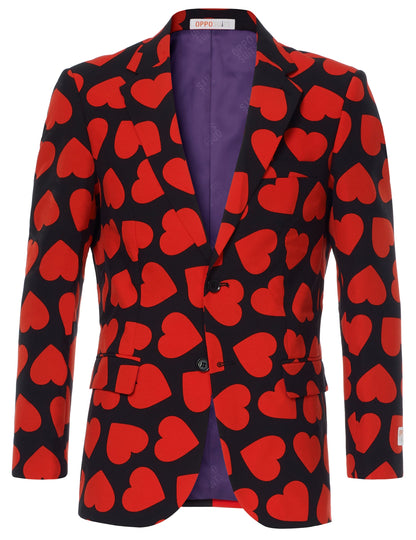 Vue de face de la veste du costume Mr. Roi des coeurs