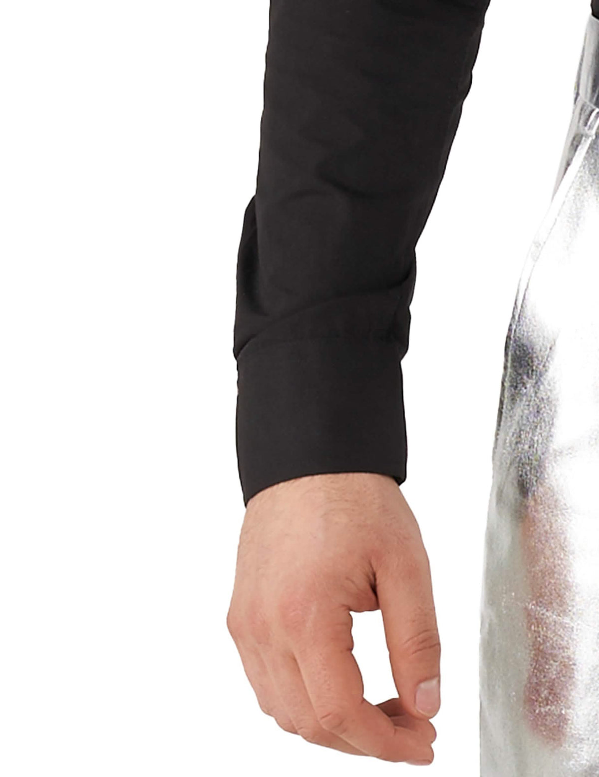 Detail na rukáv a kalhoty kostýmu Mr. Shiny Silver pro muž