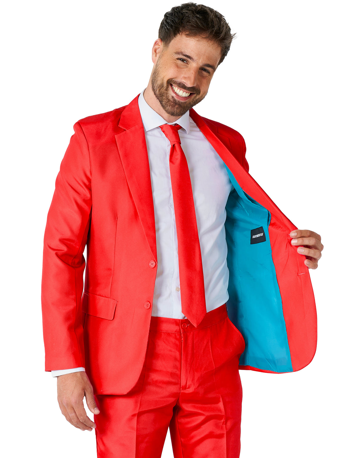 Pan Jednobarevný červený oblek pro muže Suitmeister™