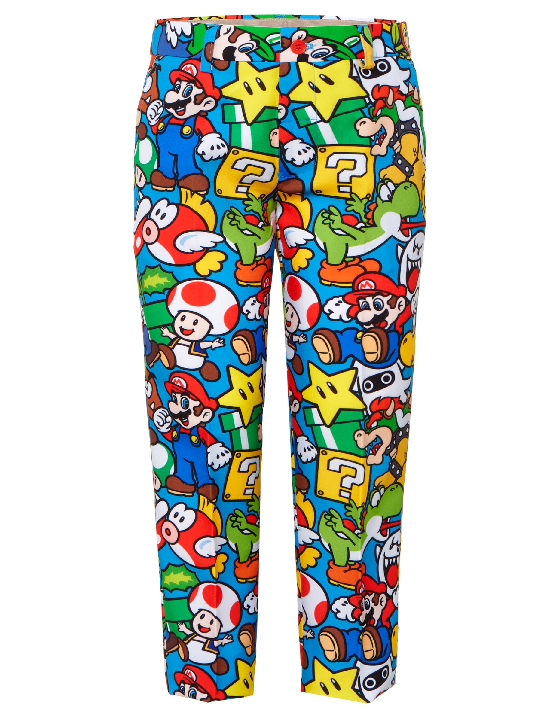 Vue de face du pantalon du costume Mr. Super Mario pour enfant