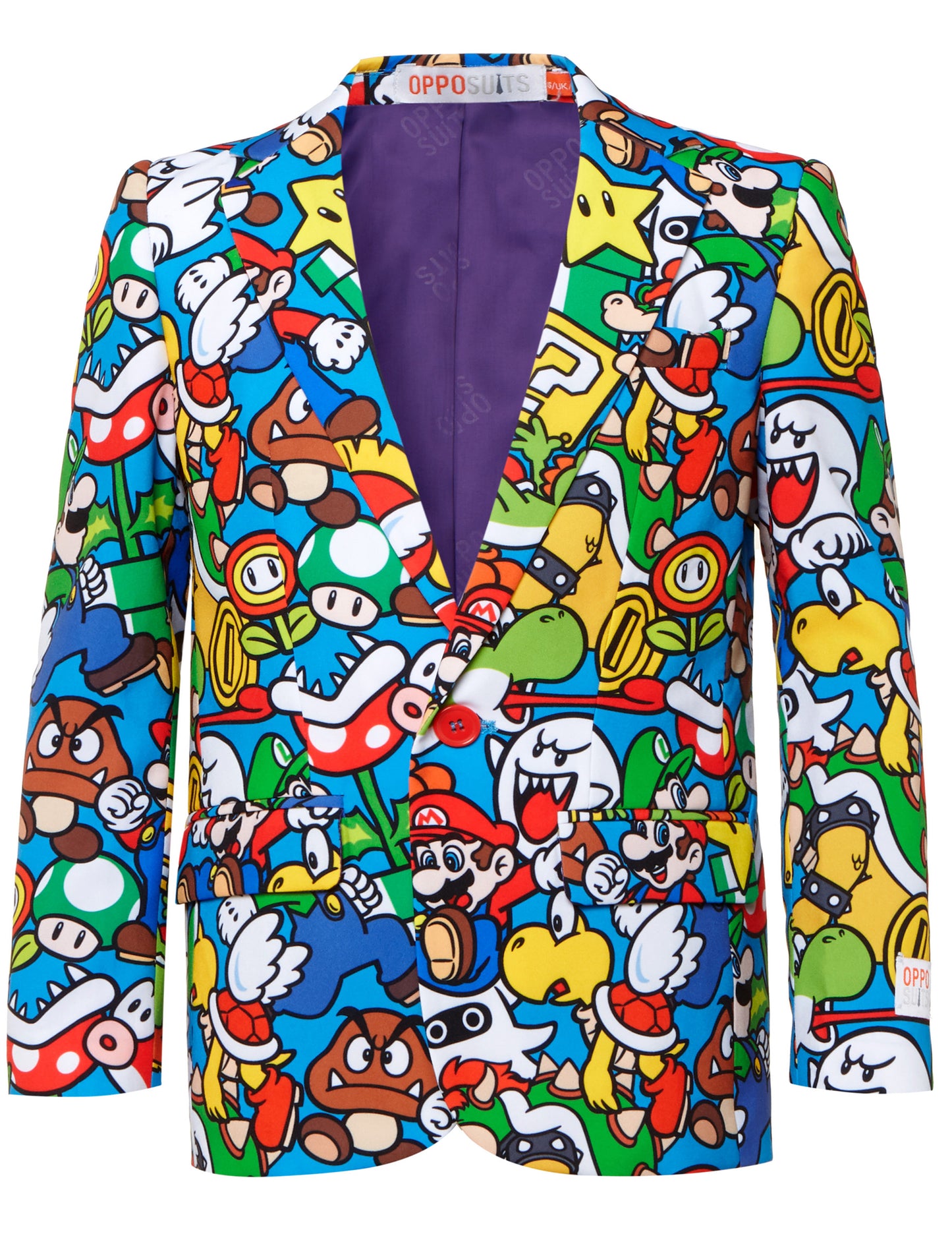 Vue de face de la veste du costume Mr. Super Mario pour enfant