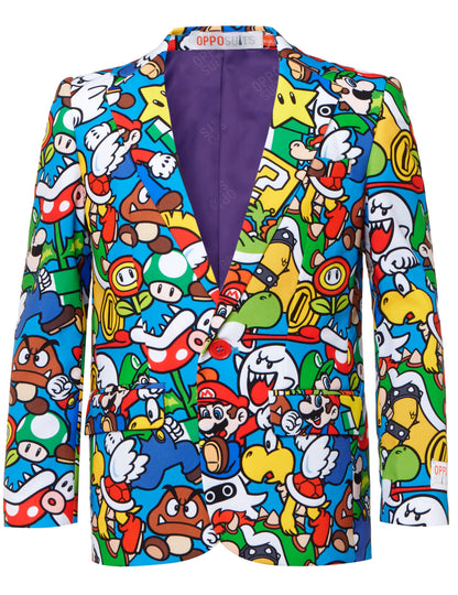 Vue de face de la veste du costume Mr. Super Mario pour enfant
