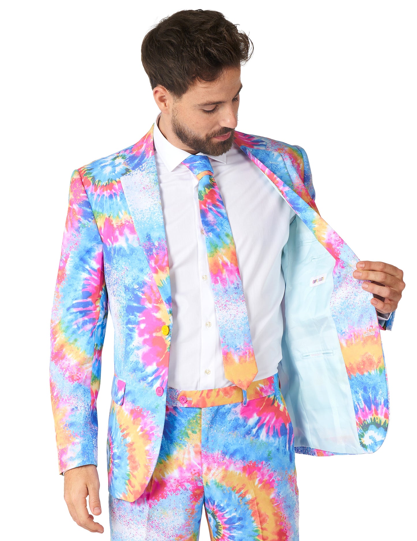 Mr. Tie-Dye Opposuits™-Anzug für Erwachsene blau-gelb-rosa
