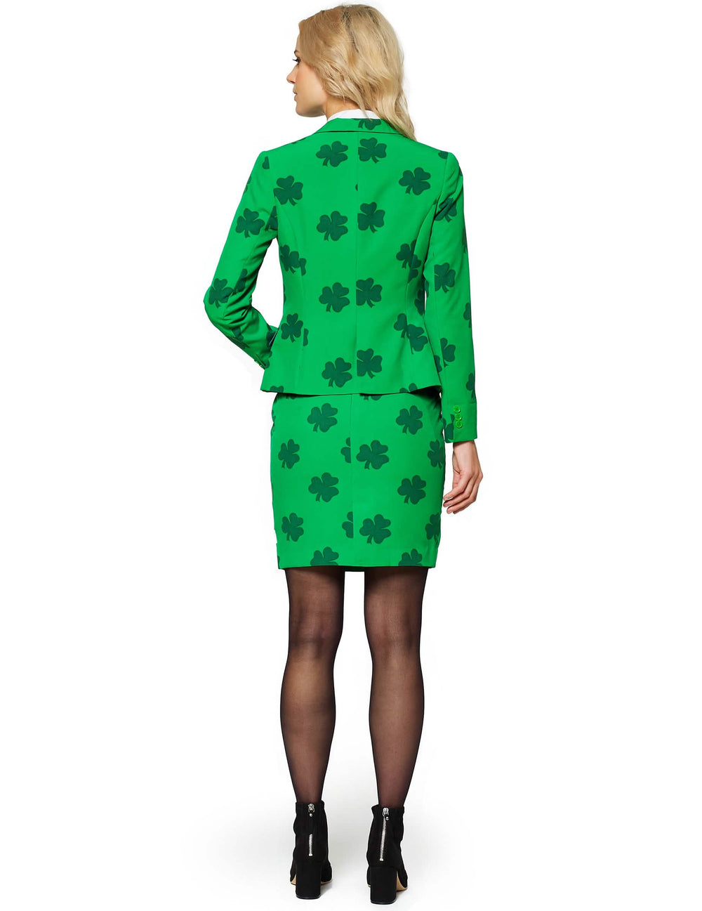Pohled zezadu na kostým Mrs. Lucky Opposuits St Patrick