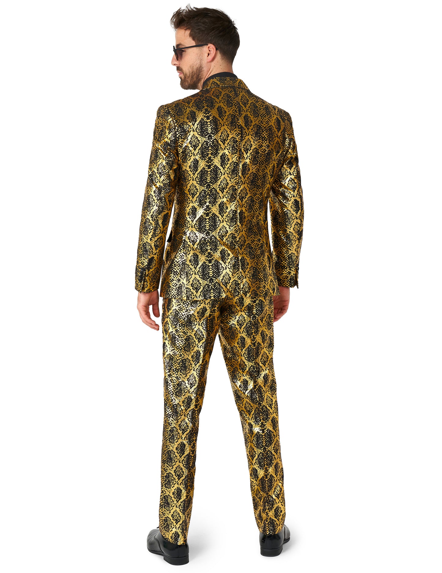Opposuits™ Herrenanzug Schlangenmuster Schwarz-Gold