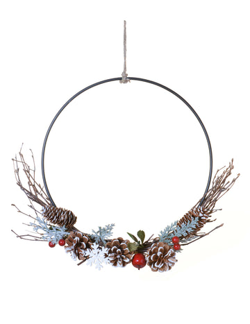 Závěsný věnec lesní plody 35 cm zasněžené