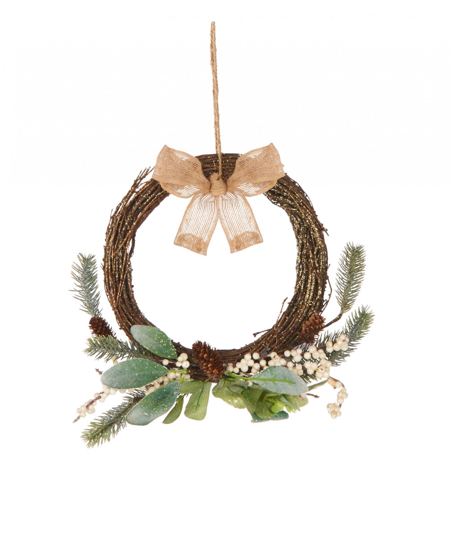 Přírodní závěsná korunka malá mašlička 36 cm eukalyptus