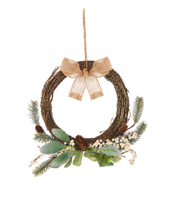 Přírodní závěsný věnec s malou mašlí 36 cm