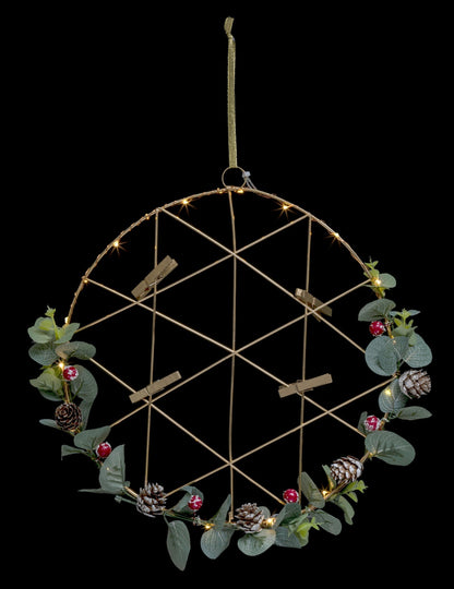 Věnec k zavěšení ve svítivém mixu 28 cm s kleštěmi