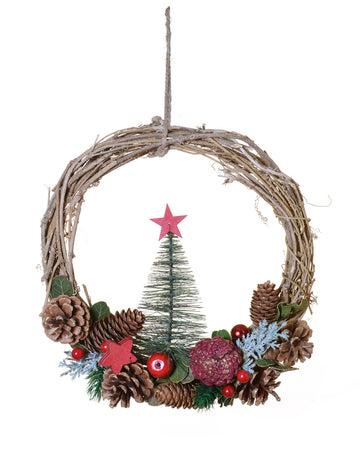 Tradiční přírodní jedlový věnec 35 cm proutí