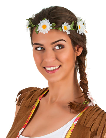 Couronne de fleurs pâquerettes pour adulte blanches