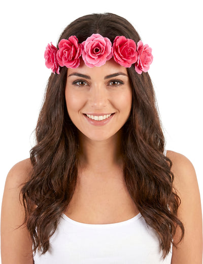Couronne de fleurs roses femme
