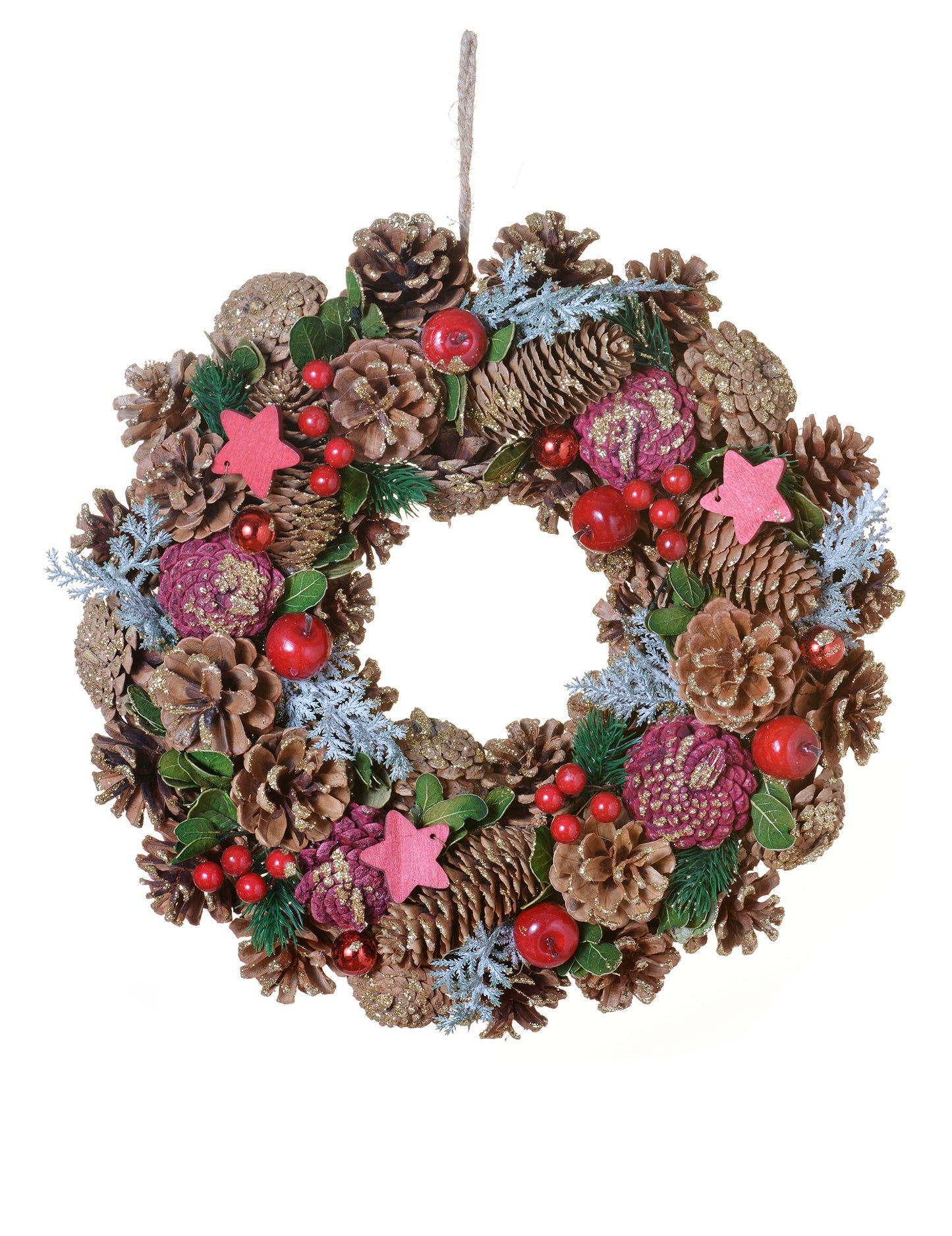 Tradiční přírodní vánoční věnec 35 cm s šiškami