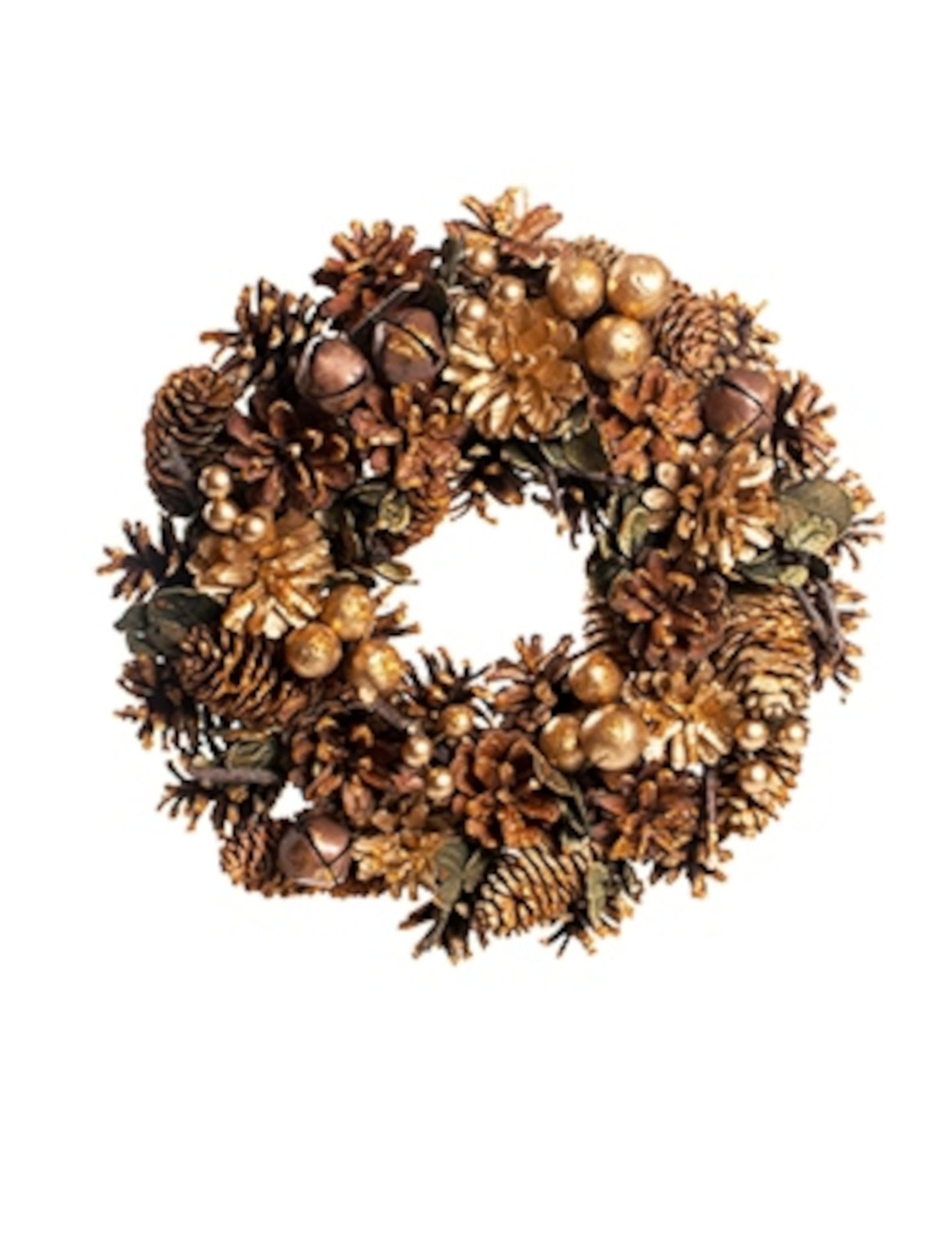Vánoční věnec třpytivý šišky 30 cm a zvony