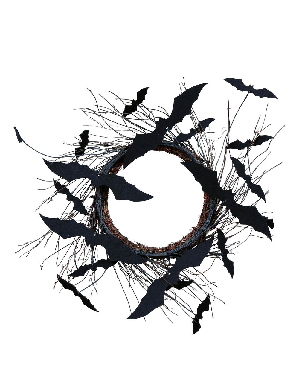 Couronne de porte chauve-souris pour décoration noire