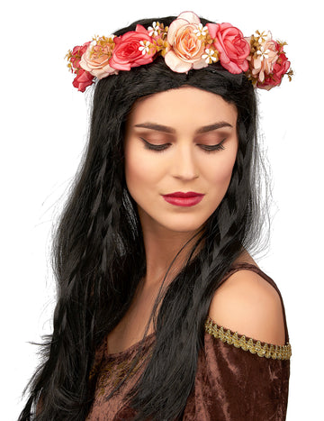 Koruna z růží a bílých květů pro dospělé