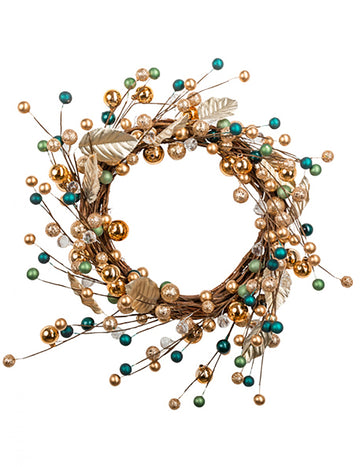 Ozdobné větve korunky a třpytivé koule 40 cm zlatá