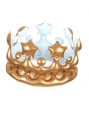 Couronne gonflable de roi pour adulte or avec étoiles