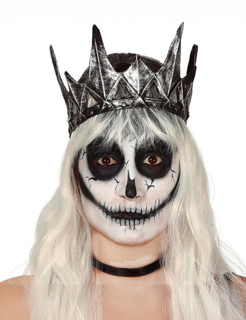 Stříbrná latexová koruna zlé královny pro dospělé
