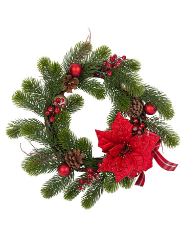 Tradiční věnec z jedle a vánoční hvězdy 40 cm Vánoční dekorace