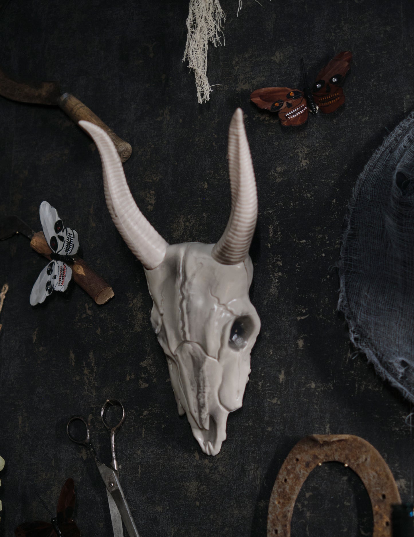 Mise en scène décorative du crâne tête de buffle pour décoration