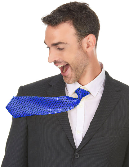 Modrá flitrovaná kravata pro dospělé