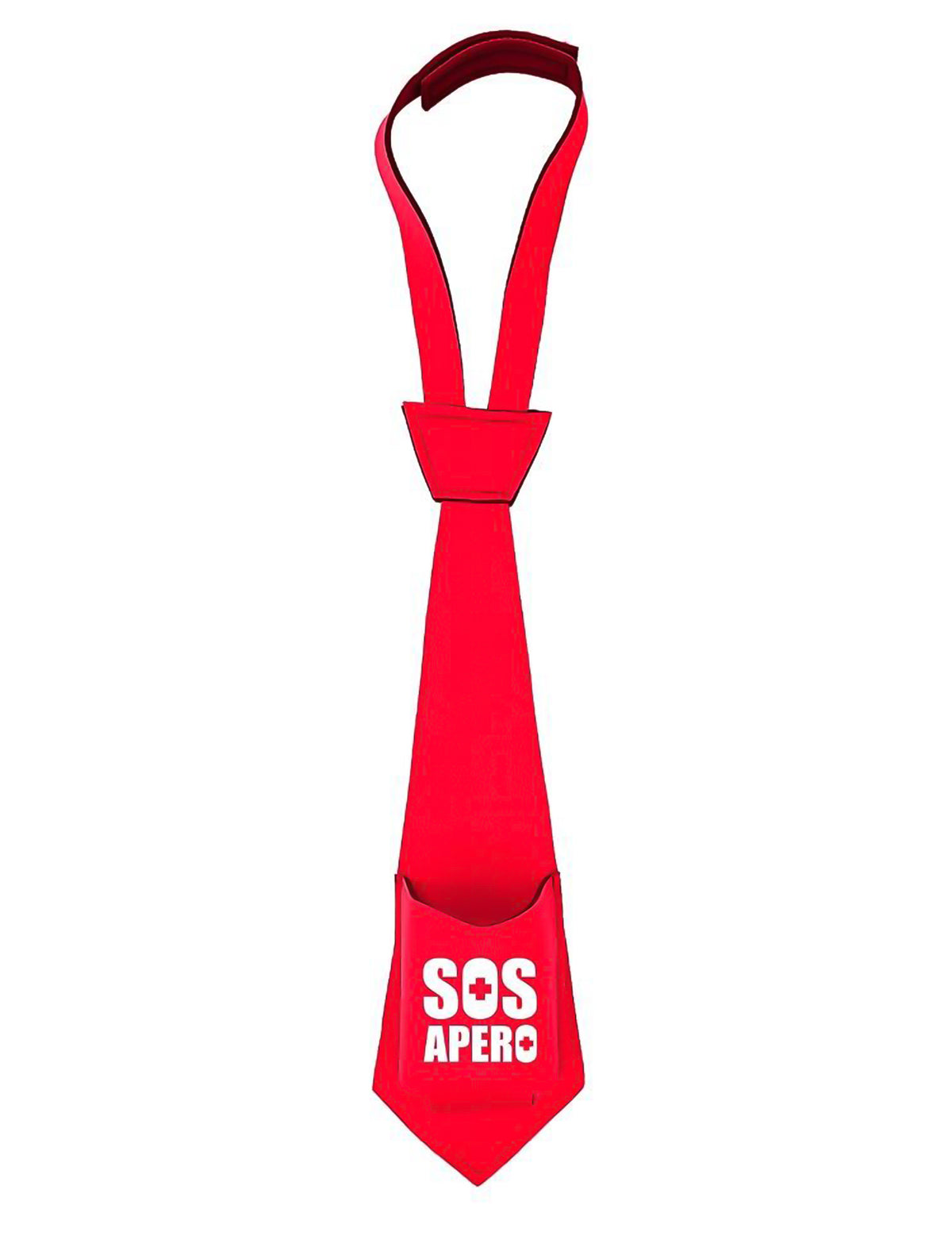 Vue de face de la cravate anti-soif SOS Apéro