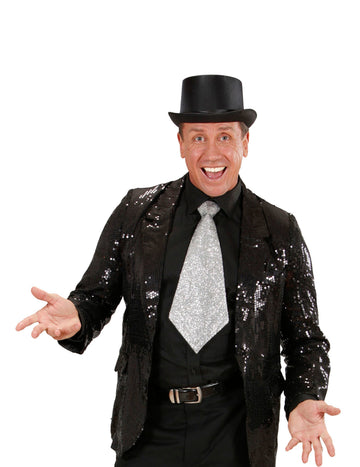 Stříbrná flitrovaná kravata pro dospělé