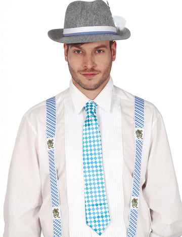 Bavorská kravata s modrými a bielymi kontrolami
