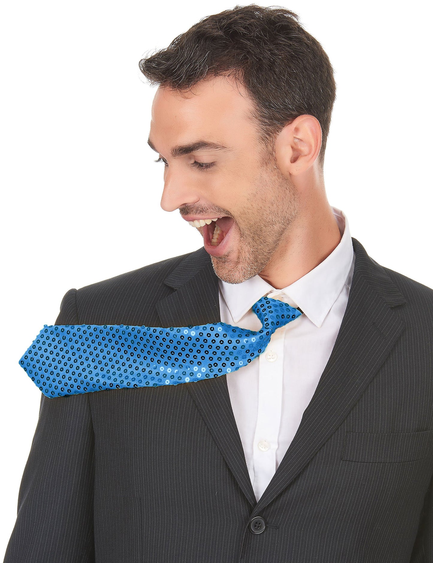 Modrá flitrovaná kravata pro dospělé