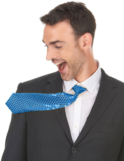 Modrá flitrovaná kravata pro dospělé
