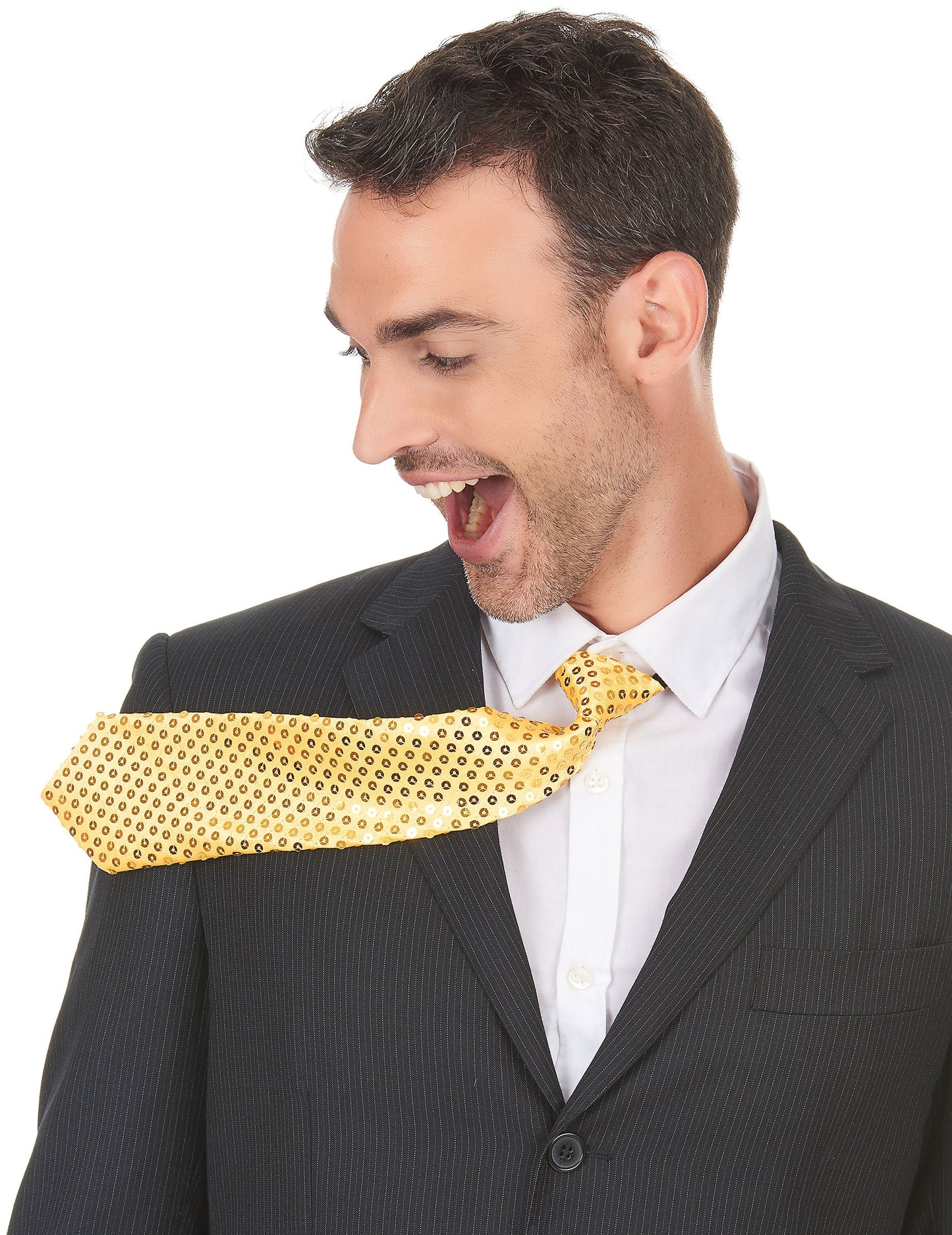 Cravate dorée avec sequins pour adulte