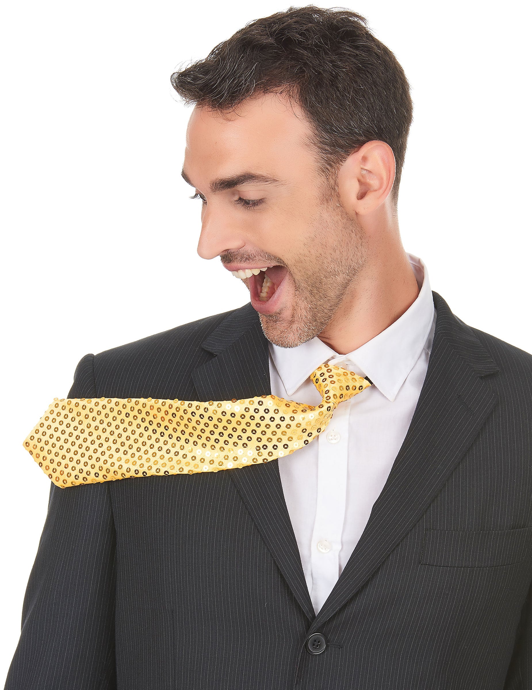 Cravate dorée avec sequins pour adulte