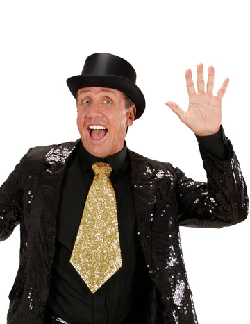 Zlatá flitrovaná kravata pro dospělé