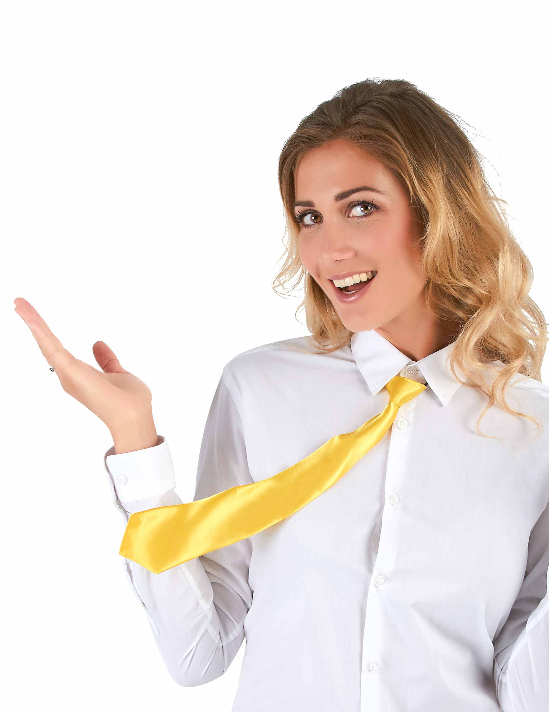 Pohled na fluorescenční žlutou kravatu pro dospělé