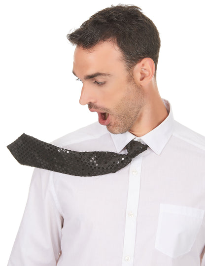 Cravate à sequins pour adulte noire