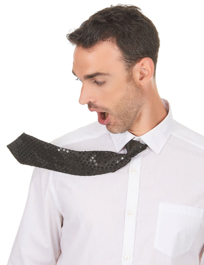 Cravate à sequins pour adulte noire