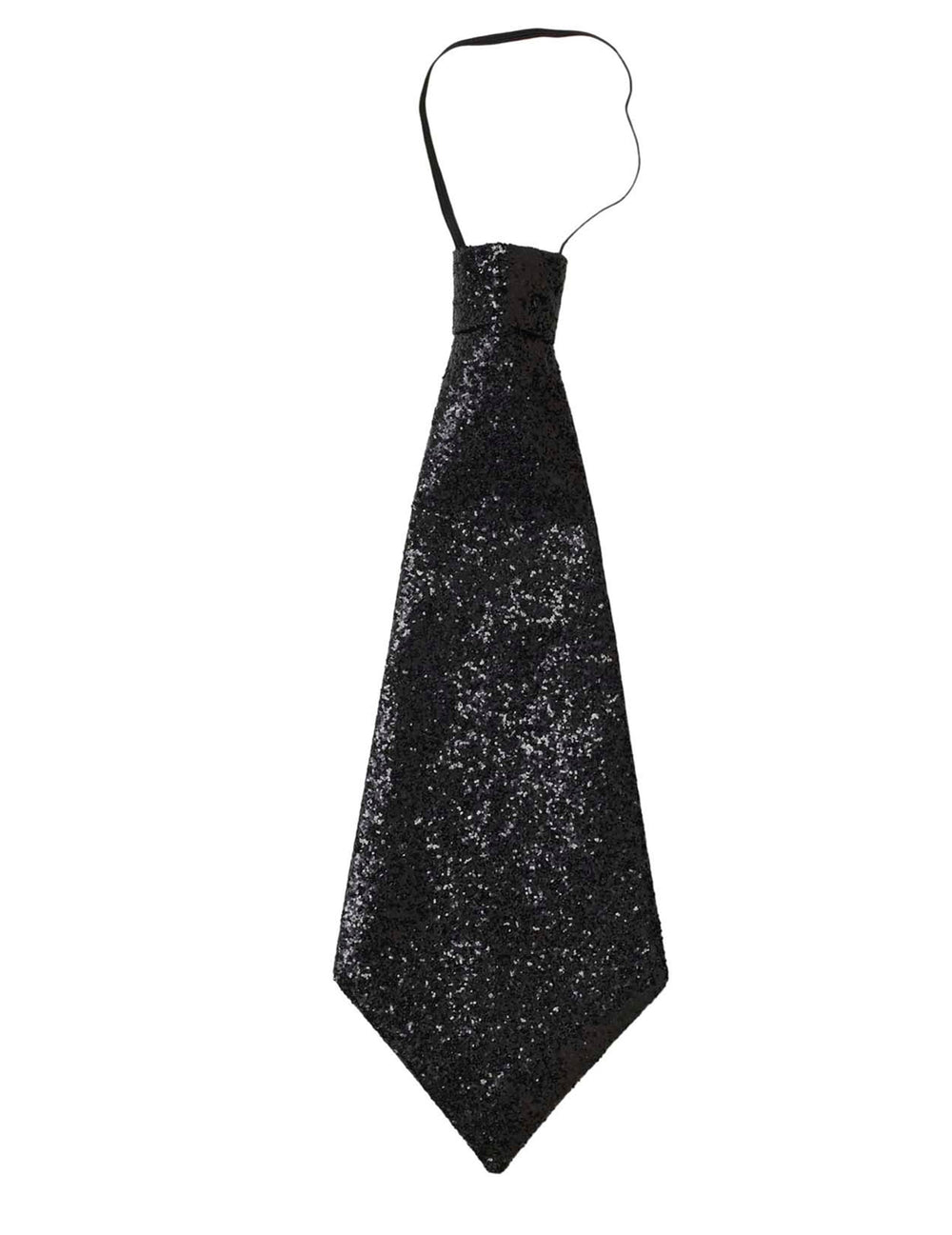 Détail de l'élastique de fixation de la cravate à paillettes