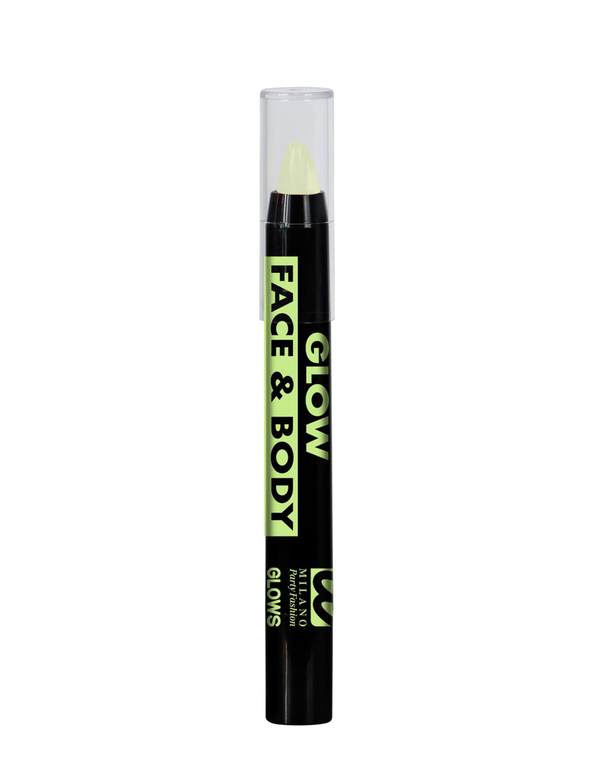 Vue du tube fermé du crayon maquillage phosphorescent pour visage et corps