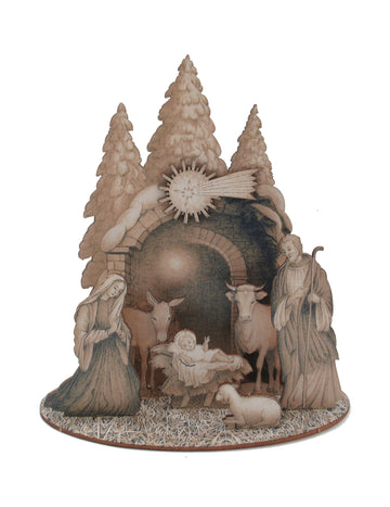 Tradiční dřevěný vánoční betlém s motivy k sestavení 20 x 22 cm