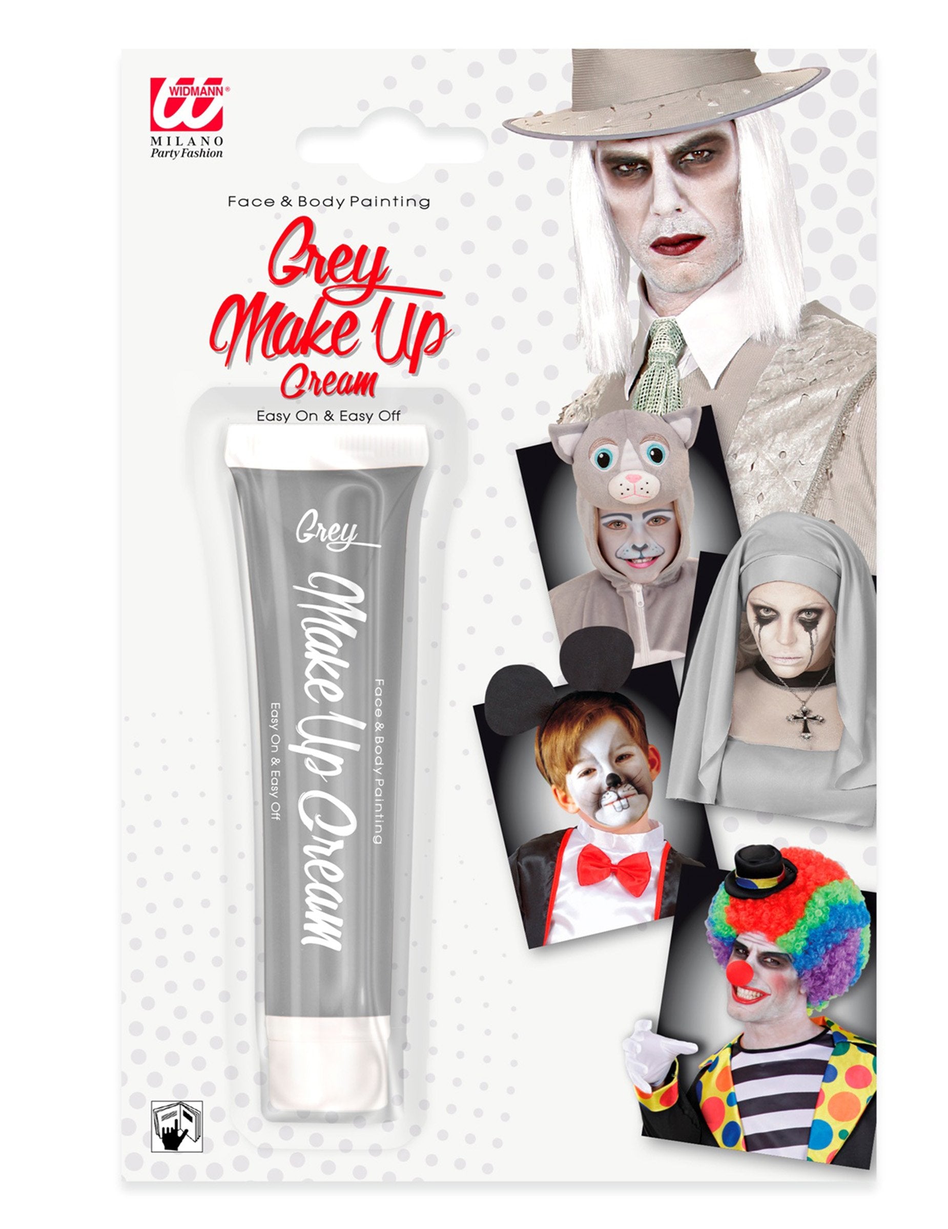 Packaging et exemples d'utilisation de la crème de grimage Halloween