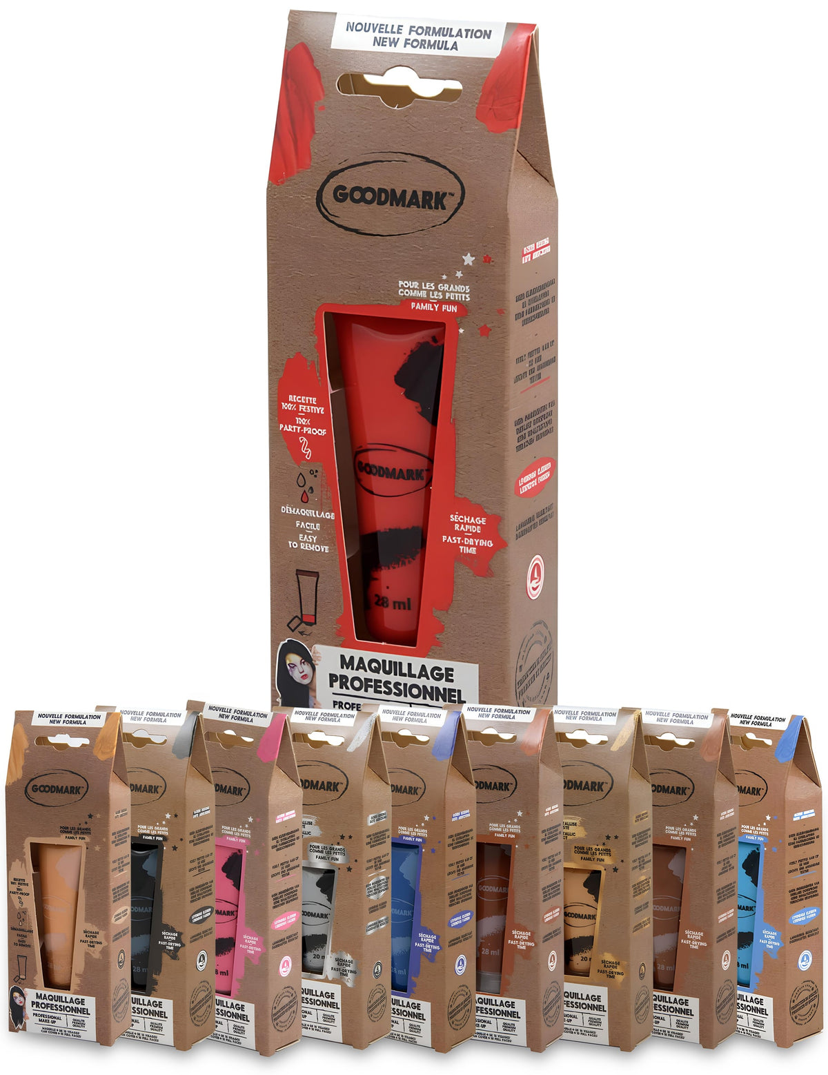 Crème de maquillage à l'eau professionnel pour adulte et enfant rouge et coloris variés