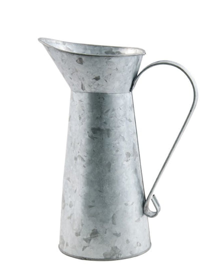 Zinková konvička na mléko s rukojetí 18 cm vintage země