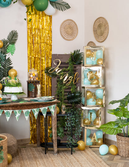 Průhledná zlatá balonková kostka 30 x 30 cm přizpůsobitelné