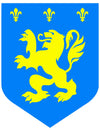 Cutout médiéval lion pour décoration bleu et jaune