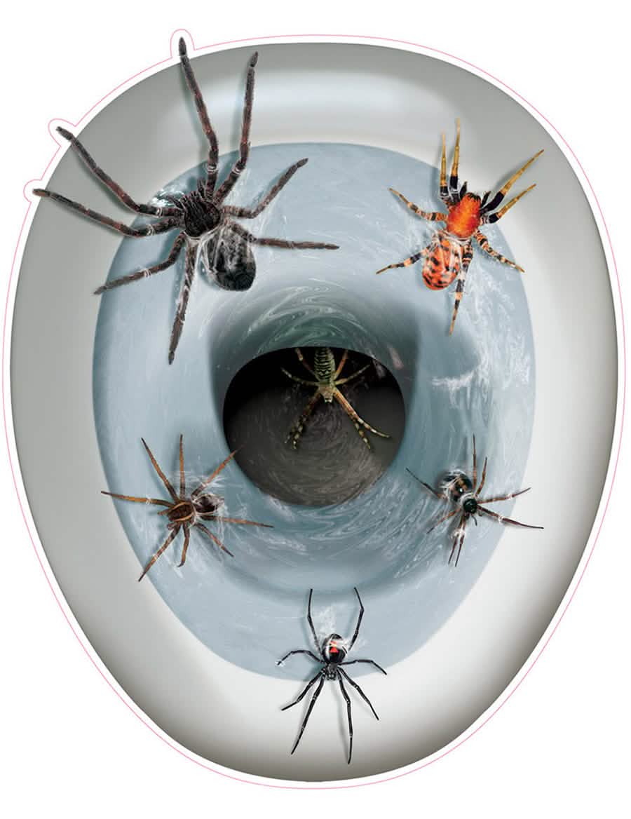 Samolepicí dekorace na WC pavouci pro halloween vícebarevné realistické