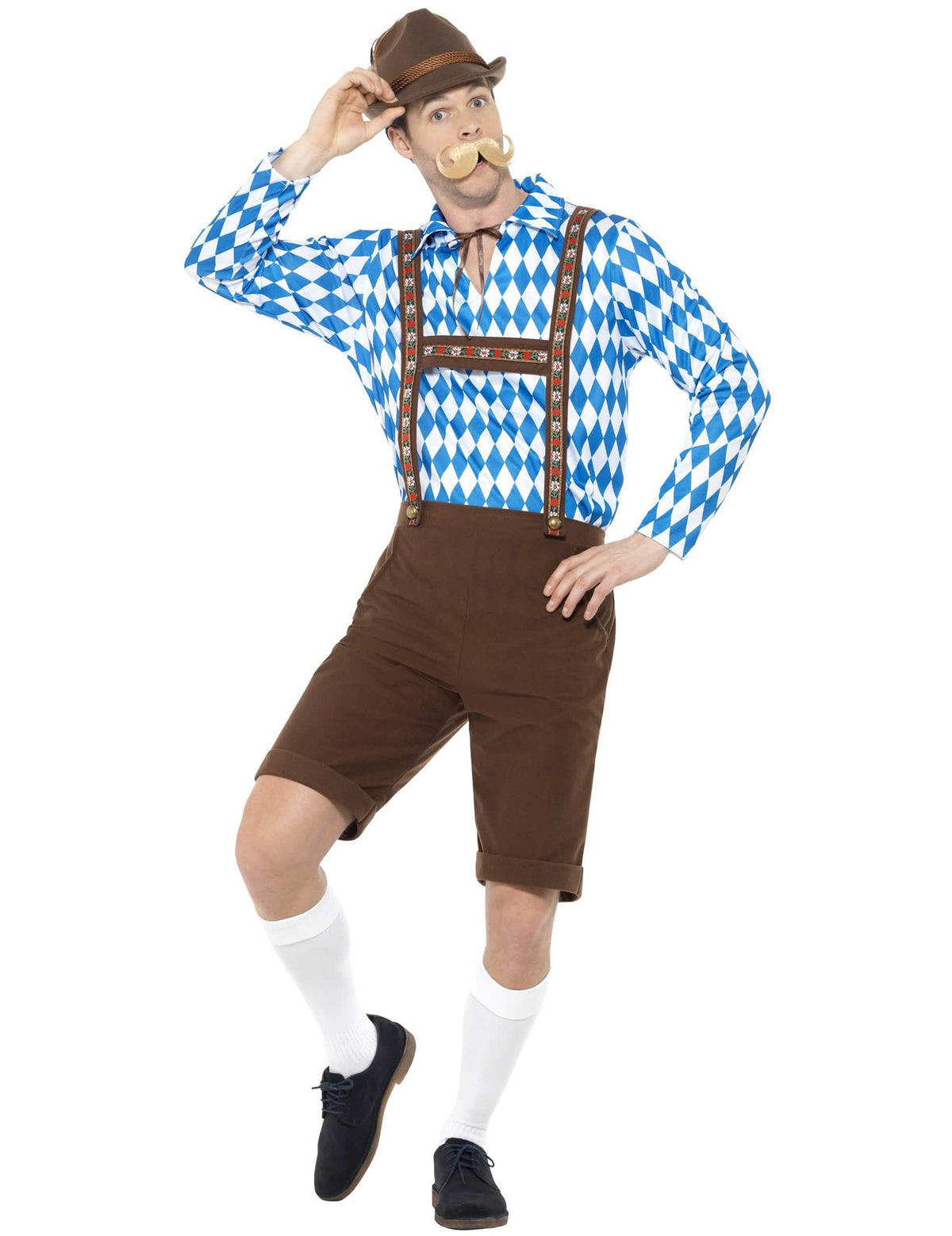 Pohled ze tří čtvrtin na bavorský kostým pro dospělého